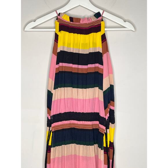 Apiece Apart La Rosa Silk Striped Panel A-Line Midi Dress Multi Women's Size 8 - Picture 10 of 11